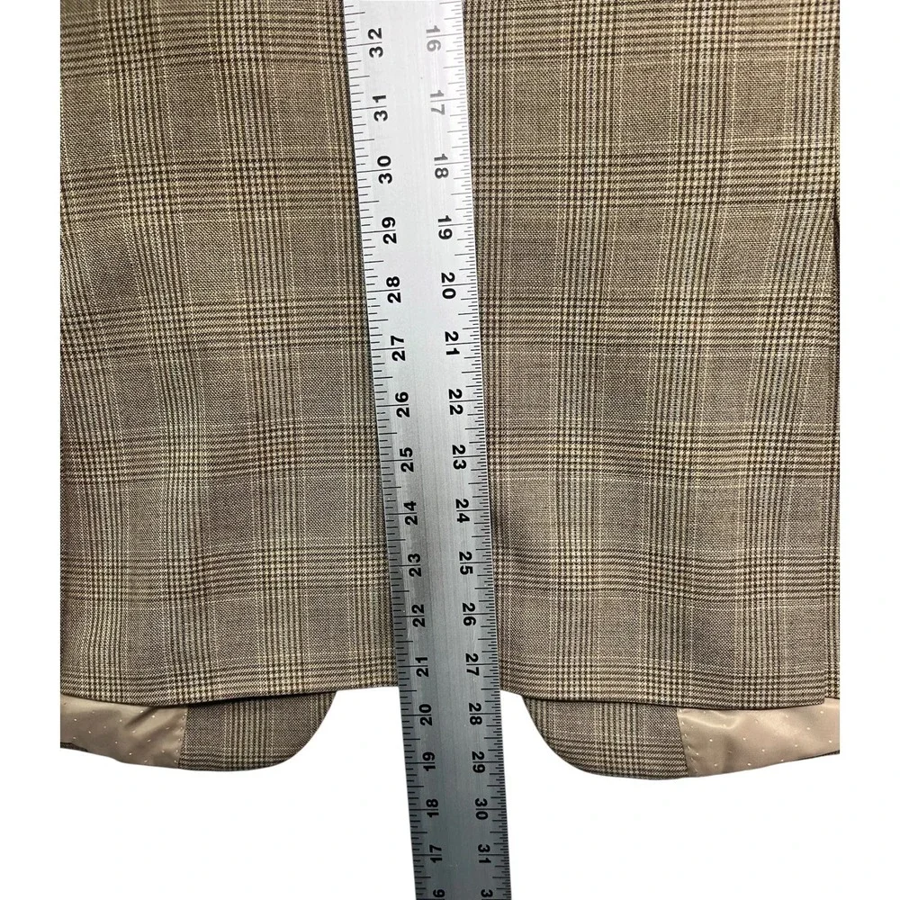 Tommy Hilfiger 40S Tan Glen Plaid Wool Blazer Jacket Sport Suit Coat Lightweight